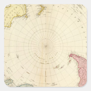 Südhalbkugel-Karte Quadratischer Aufkleber