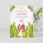 Südindische Hochzeitseinladungen Digital Einladung (Stehend Vorderseite)