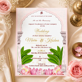 Südindische Lotus-Tempel-Hochzeitseinladung Suite Einladung