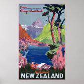 Südinsel Neuseeland Vintage Poster restauriert (Vorne)