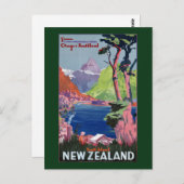 Südinsel Neuseeland Vintage Poster restauriert Postkarte (Vorne/Hinten)