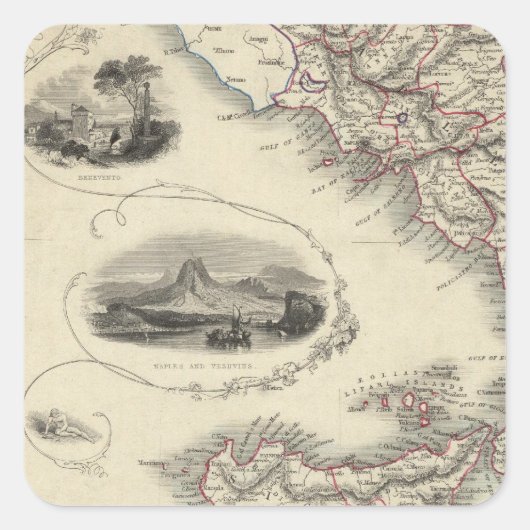 Süditalien 3 quadratischer aufkleber (Vorderseite)