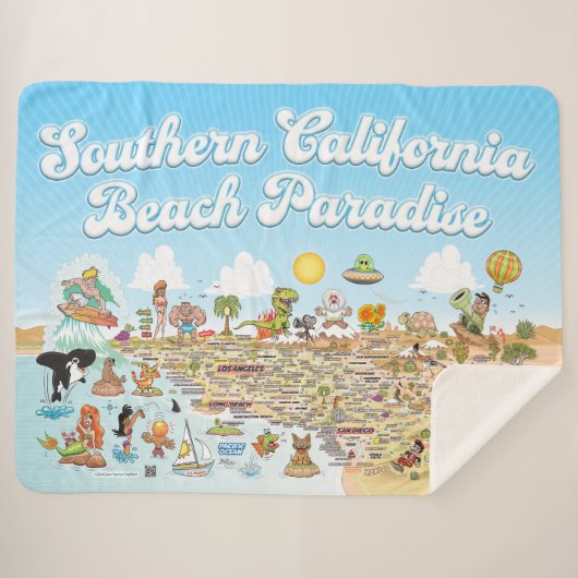 Südkalifornien Beach Paradise Fleece Blanket Sherpadecke (Vorderseite (Horizontal))