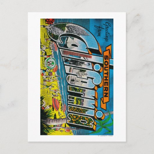 Südkalifornien - Große Briefmarkenszenarien Postkarte (Vorderseite)