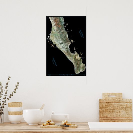 Südkalifornien, Mexiko-Satellitenposter Poster (Küche)