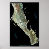 Südkalifornien, Mexiko-Satellitenposter Poster (Vorne)