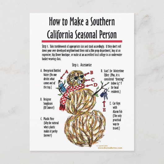 Südkalifornien Saisonkarte Postkarte (Vorderseite)