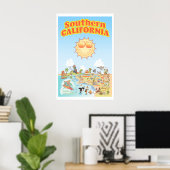 Südkaliforniens Cartoon Map Poster (Heimbüro)