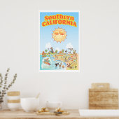 Südkaliforniens Cartoon Map Poster (Küche)