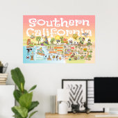 Südkaliforniens Cartoon Map Poster (Heimbüro)