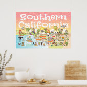 Südkaliforniens Cartoon Map Poster (Küche)