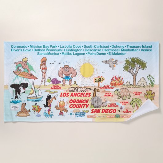 Südkalifornische Strände Strandtuch (Vorderseite)