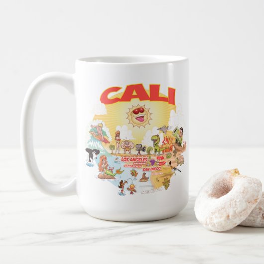 Südkalifornischer Cartoon Kaffeetasse (Mit Donut)