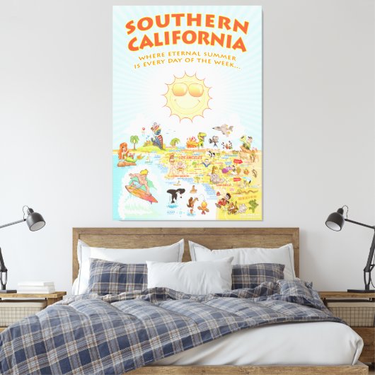 Südkalifornischer Cartoon Leinwanddruck (Insitu (Schlafzimmer))