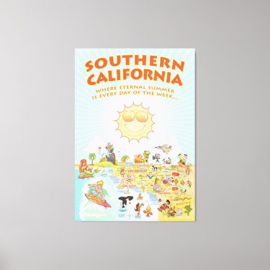 Südkalifornischer Cartoon Leinwanddruck (Vorderseite)