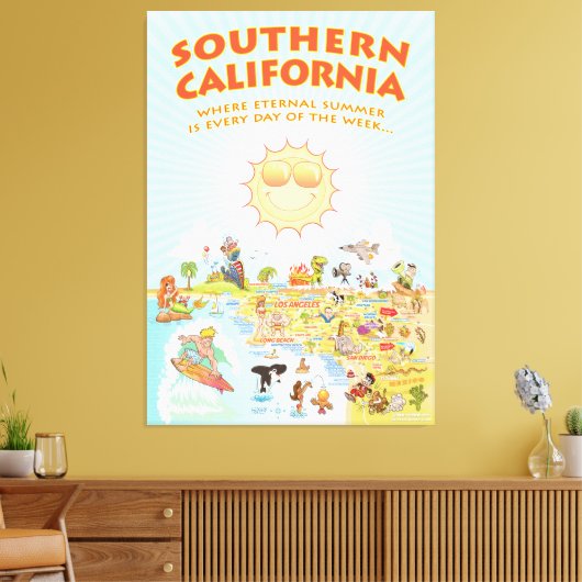 Südkalifornischer Cartoon Leinwanddruck (Insitu (Wohnzimmer))