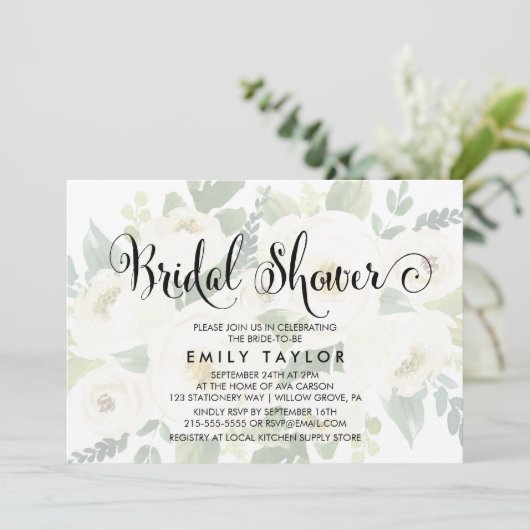 Südkalligrafie | Abgeblendetes Brautparty Einladung (Stehend Vorderseite)