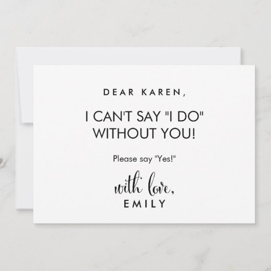 Südkalligrafie wird meine Bridesmaid sein Einladung (Rückseite)