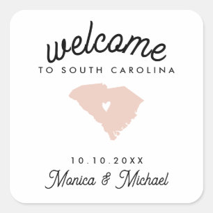 SÜDKAROLINA Hochzeit in Urlaubsort JEDE FARBE Quadratischer Aufkleber