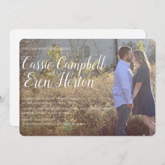 Südklassische Hochzeitseinladung Einladung (Vorne/Hinten)