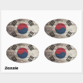 Südkorea-Fahne aus alten Holz Ovaler Aufkleber (Blatt)