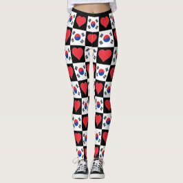 Südkorea Flag Herzmuster Patriotisch Koreanisch Leggings