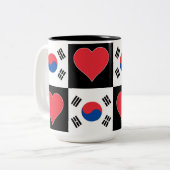 Südkorea Flag Herzmuster Patriotisch Koreanisch Zweifarbige Tasse (Vorderseite Links)