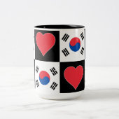 Südkorea Flag Herzmuster Patriotisch Koreanisch Zweifarbige Tasse (Mittel)