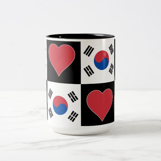 Südkorea Flag Herzmuster Patriotisch Koreanisch Zweifarbige Tasse (Mittel)