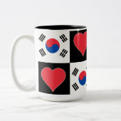 Südkorea Flag Herzmuster Patriotisch Koreanisch Zweifarbige Tasse (Links)