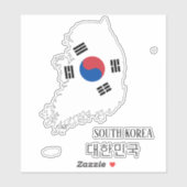 Südkorea Flag Map-Kontur Aufkleber (Blatt)