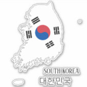 Südkorea Flag Map-Kontur Aufkleber (Vorderseite)