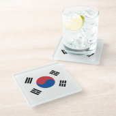 Südkorea-Flagge Glasuntersetzer (Schrägansicht)