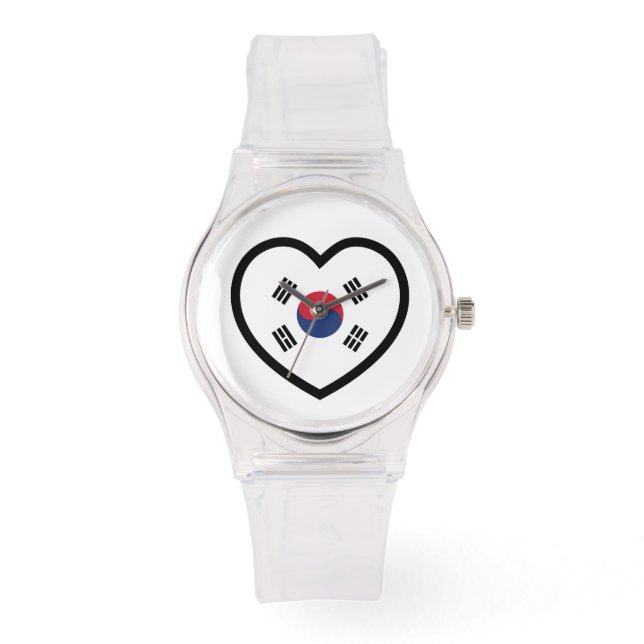 Südkorea-Flagge Herz Armbanduhr (Vorderseite)