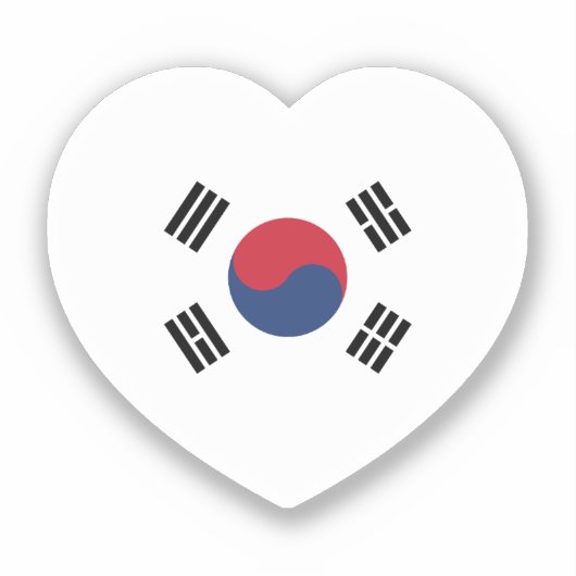 Südkorea-Flagge Herz Aufkleber (Vorderseite)