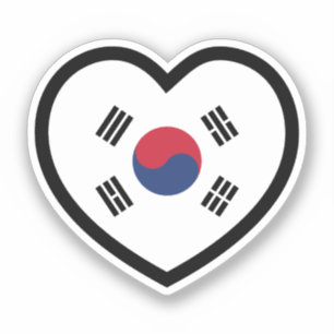 Südkorea-Flagge Herz Aufkleber