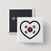 Südkorea-Flagge Herz Button (Vorne & Hinten)