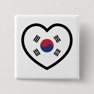 Südkorea-Flagge Herz Button