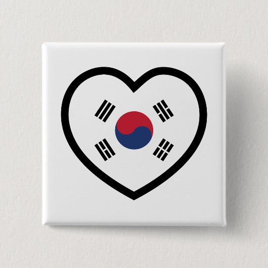 Südkorea-Flagge Herz Button (Vorderseite)