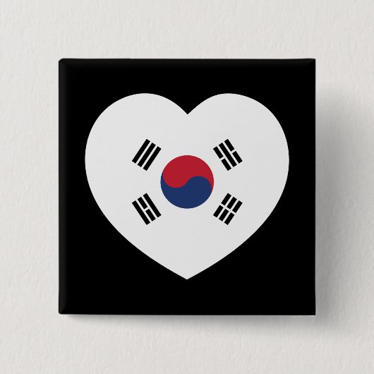 Südkorea-Flagge Herz Button (Vorderseite)