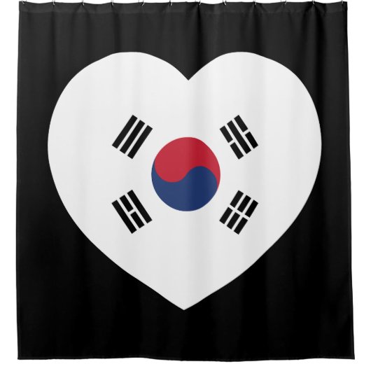 Südkorea-Flagge Herz Duschvorhang (Vorderseite)