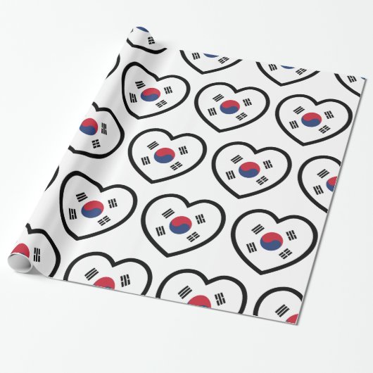 Südkorea-Flagge Herz Geschenkpapier (Ungerollt)