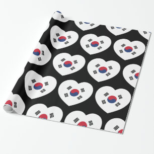Südkorea-Flagge Herz Geschenkpapier
