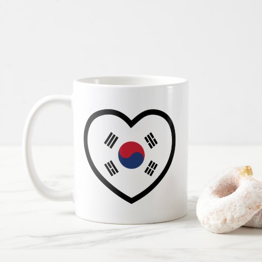 Südkorea-Flagge Herz Kaffeetasse (Mit Donut)