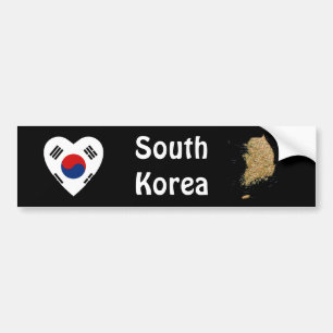 Südkorea-Flagge Herz + Karte Aufkleber Autoaufkleber
