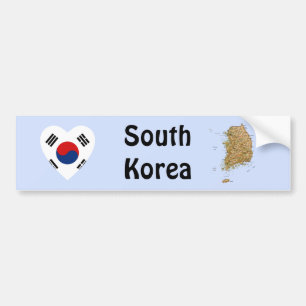 Südkorea-Flagge Herz + Karte Aufkleber Autoaufkleber