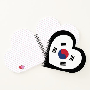 Südkorea-Flagge Herz Notizblock