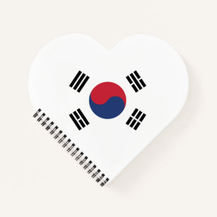 Südkorea-Flagge Herz Notizblock