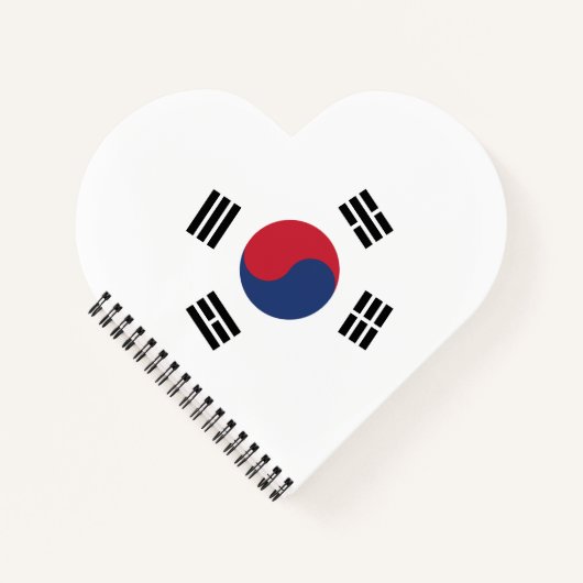 Südkorea-Flagge Herz Notizblock (Vorderseite)