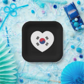 Südkorea-Flagge Herz Pappteller (Party)